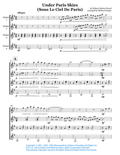 Under Paris Skies (arr. Michael Gaspar)