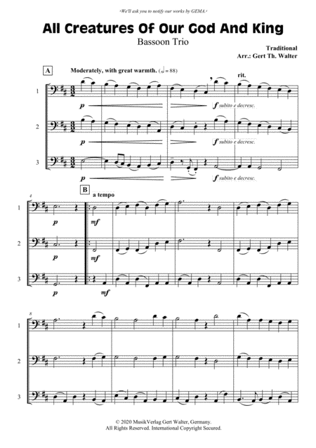 All Creatures Of Our God And King (arr. Gert Th. Walter)