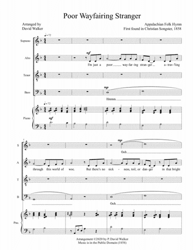 Poor Wayfaring Stranger d-e (arr. David Walker)