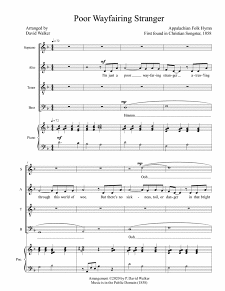 Poor Wayfaring Stranger d-e (arr. David Walker)