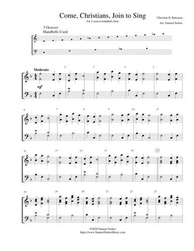 Come, Christians, Join to Sing - for 3-octave handbell choir (arr. Samuel Stokes)