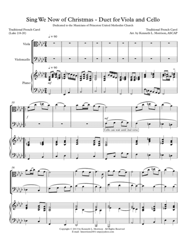 Sing We Now of Christmas - Duet for Viola and Cello (arr. Kenneth L. Morrison)