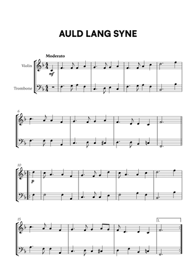 Auld Lang Syne (for Violin and Trombone) (arr. Cadenza Editions)