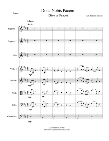 Dona Nobis Pacem (Give Us Peace) - for beginning string orchestra and SSA choir (arr. Samuel Stokes)