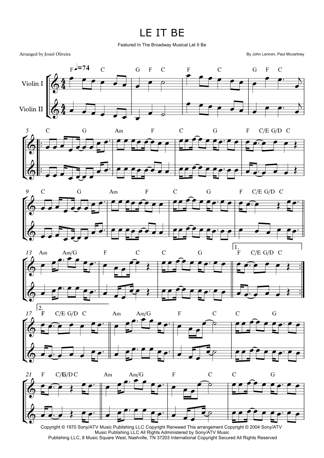 Let It Be (arr. Josiel Oliveira)