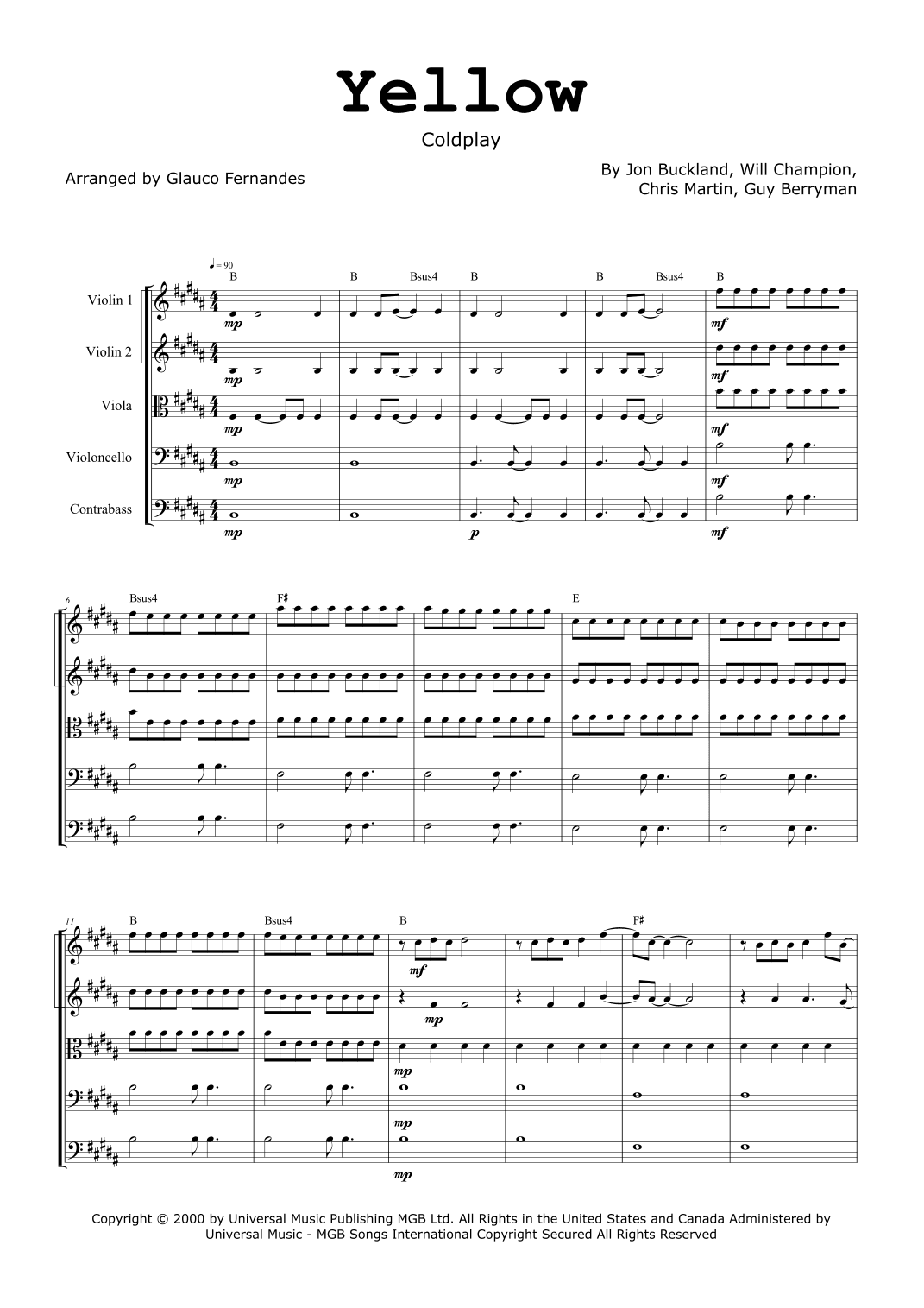 Yellow (arr. Glauco Fernandes)