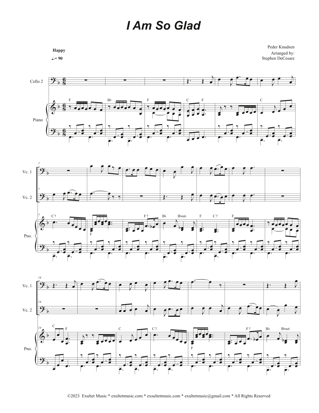 I Am So Glad (Cello Duet - Alternate Version) (arr. Stephen DeCesare)