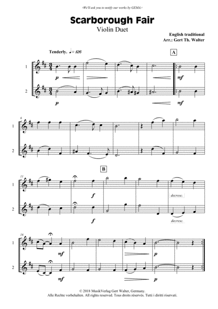 Scarborough Fair (arr. Gert Th. Walter)