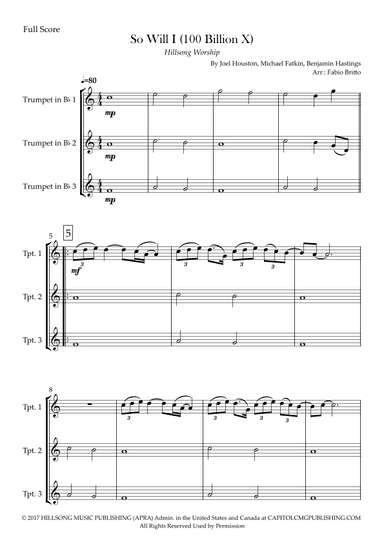 So Will I (100 Billion X) (arr. Fabio Britto)