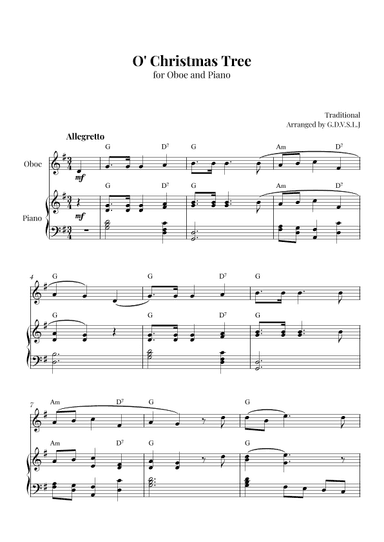 O' Christmas Tree (arr. G.D.V.S.L.J)