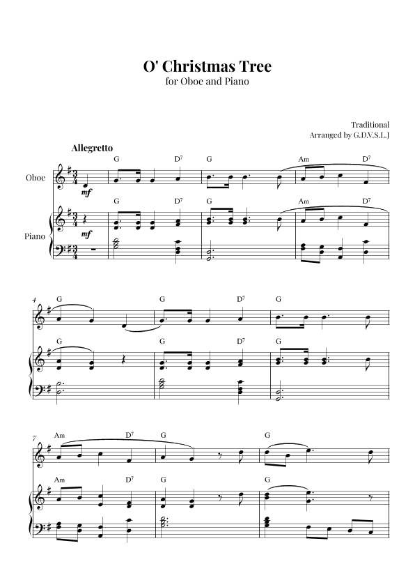 O' Christmas Tree (arr. G.D.V.S.L.J)