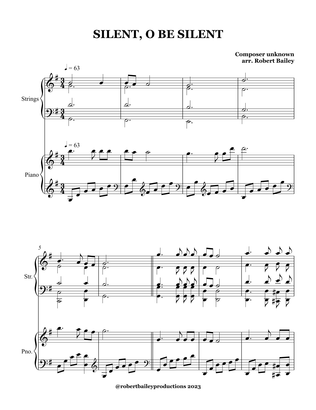 SILENT, O BE SILENT (arr. Robert Bailey)