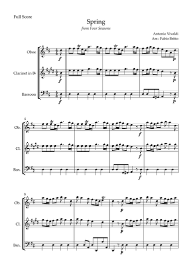 Spring (from Four Seasons of Antonio Vivaldi) for Woodwind Trio (arr. Fabio Britto)