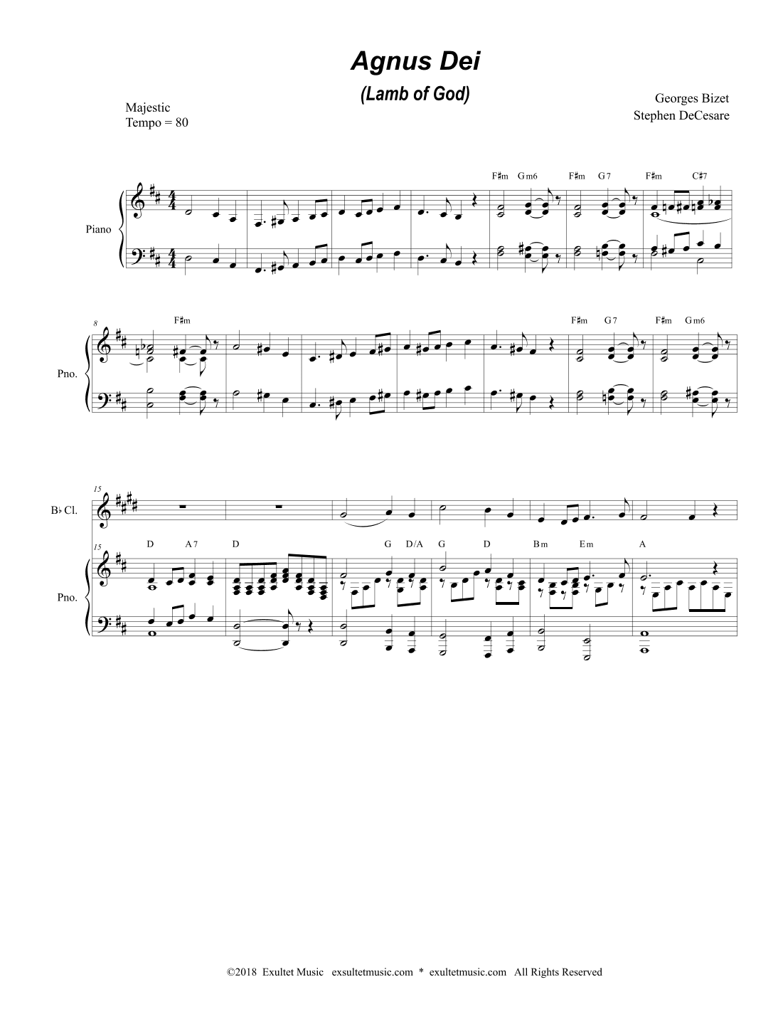 Agnus Dei (Woodwind Quartet and Piano) (arr. Stephen DeCesare)