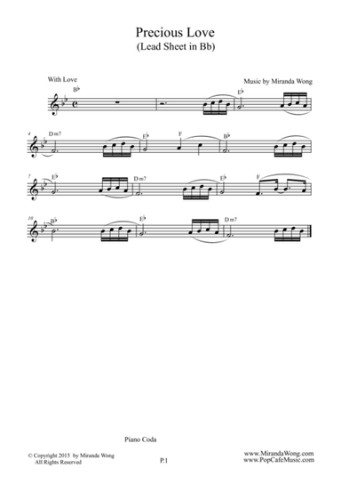 Precious Love - Romantic Wedding Music (Lead Sheet) in Bb Key