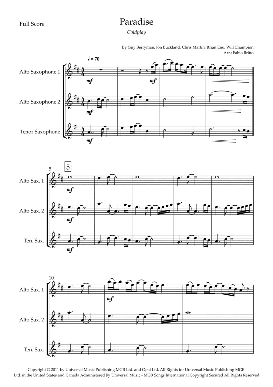 Paradise (arr. Fabio Britto)