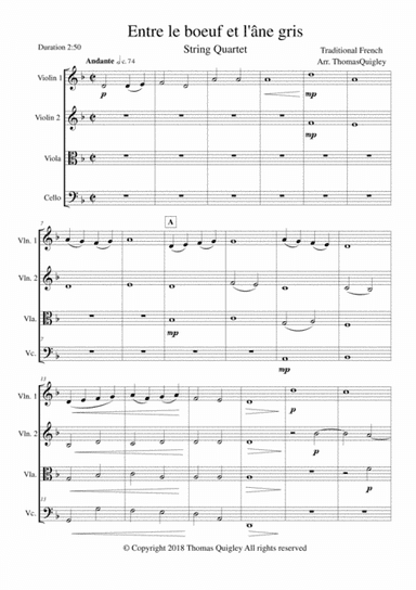 Entre le boeuf et l'âne gris (arr. Thomas Quigley)