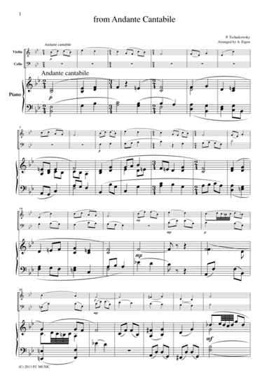 Tchaikowsky from Andante Cantabile, for piano trio, PT002 (arr. FCMUSIC)