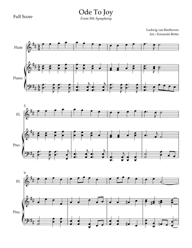 Ode To Joy Theme (from Beethoven's 9th Symphony) for Flute Solo and Piano Accompaniment (arr. Fernando Britto)