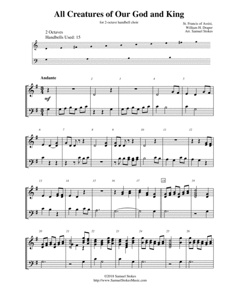All Creatures of Our God and King - for 2-octave handbell choir (arr. Samuel Stokes)