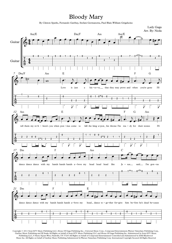 Bloody Mary (arr. Arr. Neda)