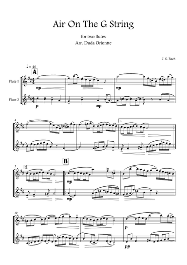 Air On The G String (Flute Duo) Bach (arr. Duda Oriontte)