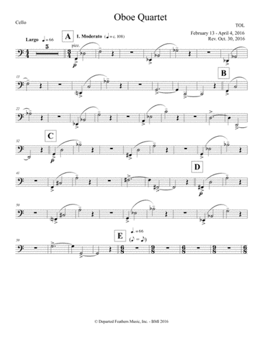 Oboe Quartet (2016) cello part