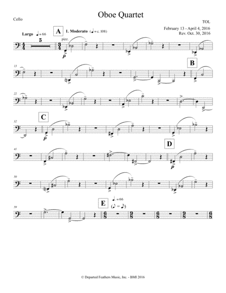 Oboe Quartet (2016) cello part
