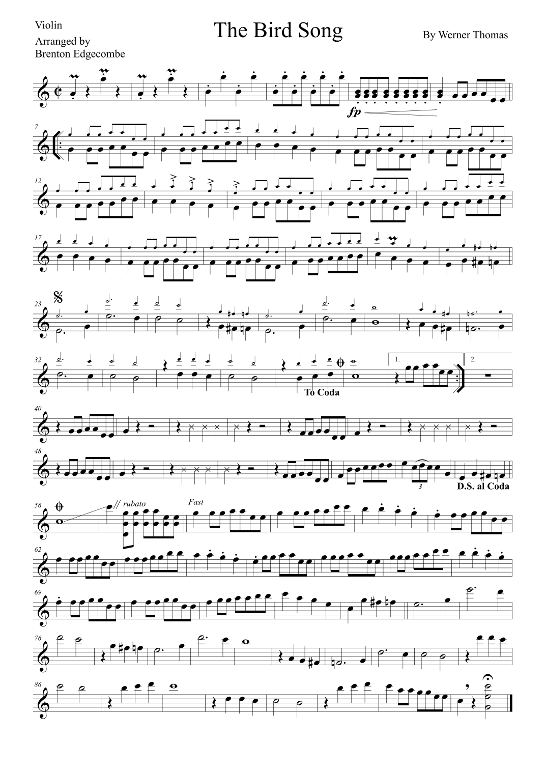 The Bird Song (arr. Adelaide String Duo)