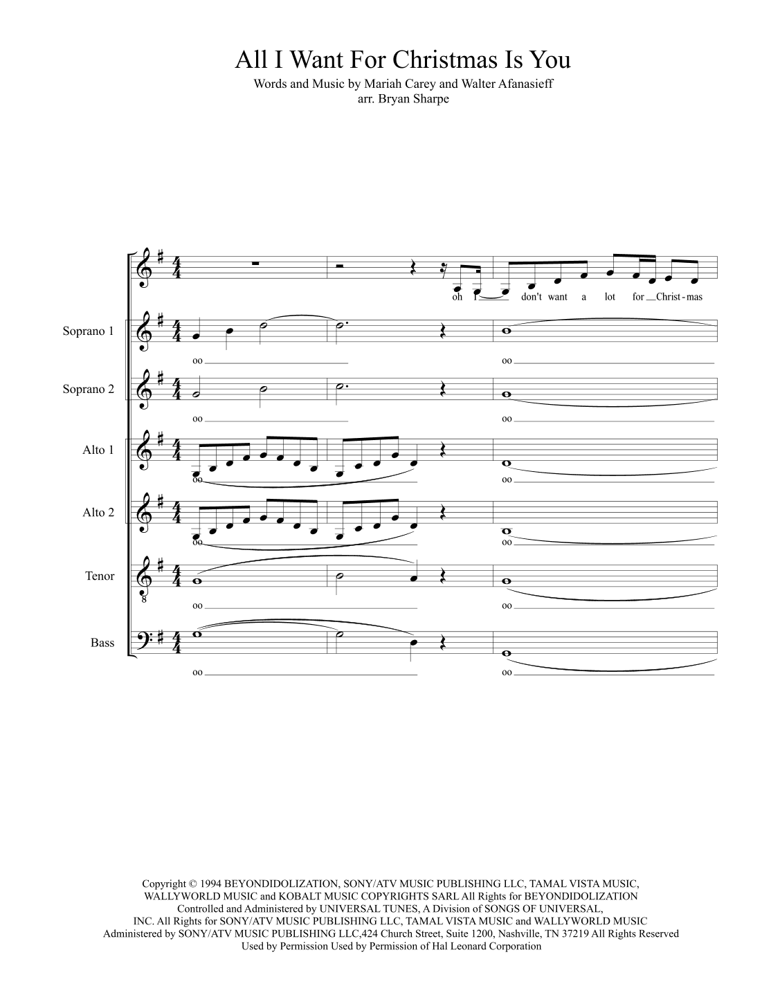 All I Want For Christmas Is You (arr. Bryan Sharpe)