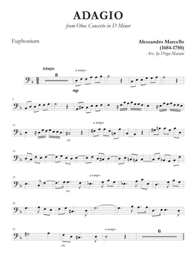 Marcello's Adagio for Euphonium and Piano (arr. Diego Marani)