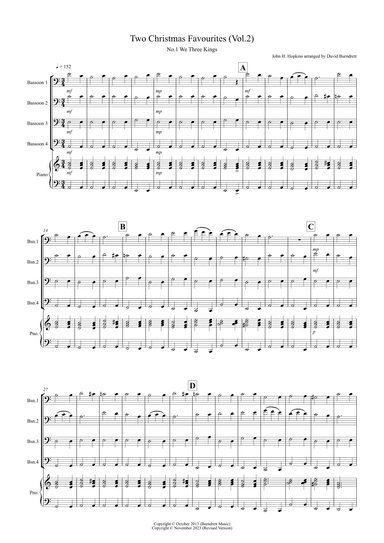 2 Christmas Favourites for Bassoon Quartet (volume two) (arr. David Burndrett)
