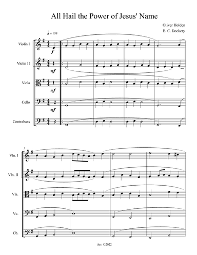 All Hail the Power of Jesus' Name (String Quintet or Orchestra) (arr. B. C. Dockery)