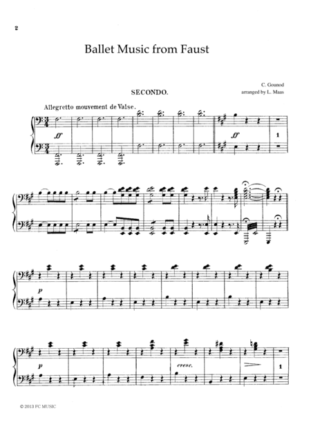 Gounod Ballet Music from Faust, for piano duet(1 piano, 4 hands), PG801 (arr. M. Maas)