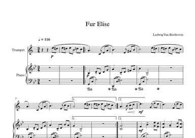 Fur Elise - Ludwig Van Beethoven (Trumpet + Piano) (arr. Digital Book Music)