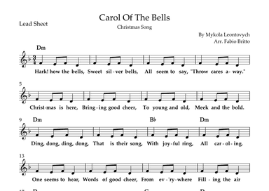 Carol Of The Bells (Christmas Song) Lead Sheet in F/Dm (arr. Fabio Britto)