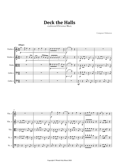 Deck the Halls by Oliphant for String Quintet (arr. Ander)
