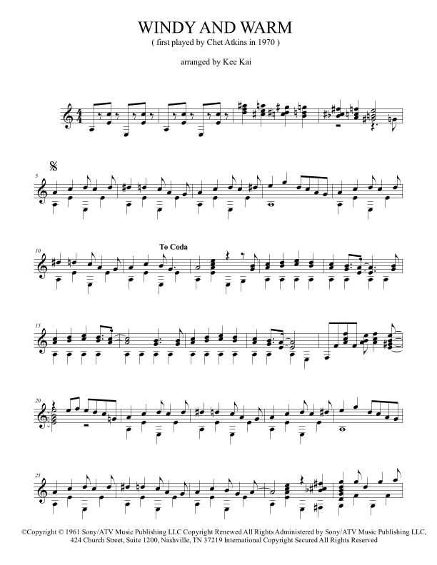 Windy And Warm (arr. Kee Kai)