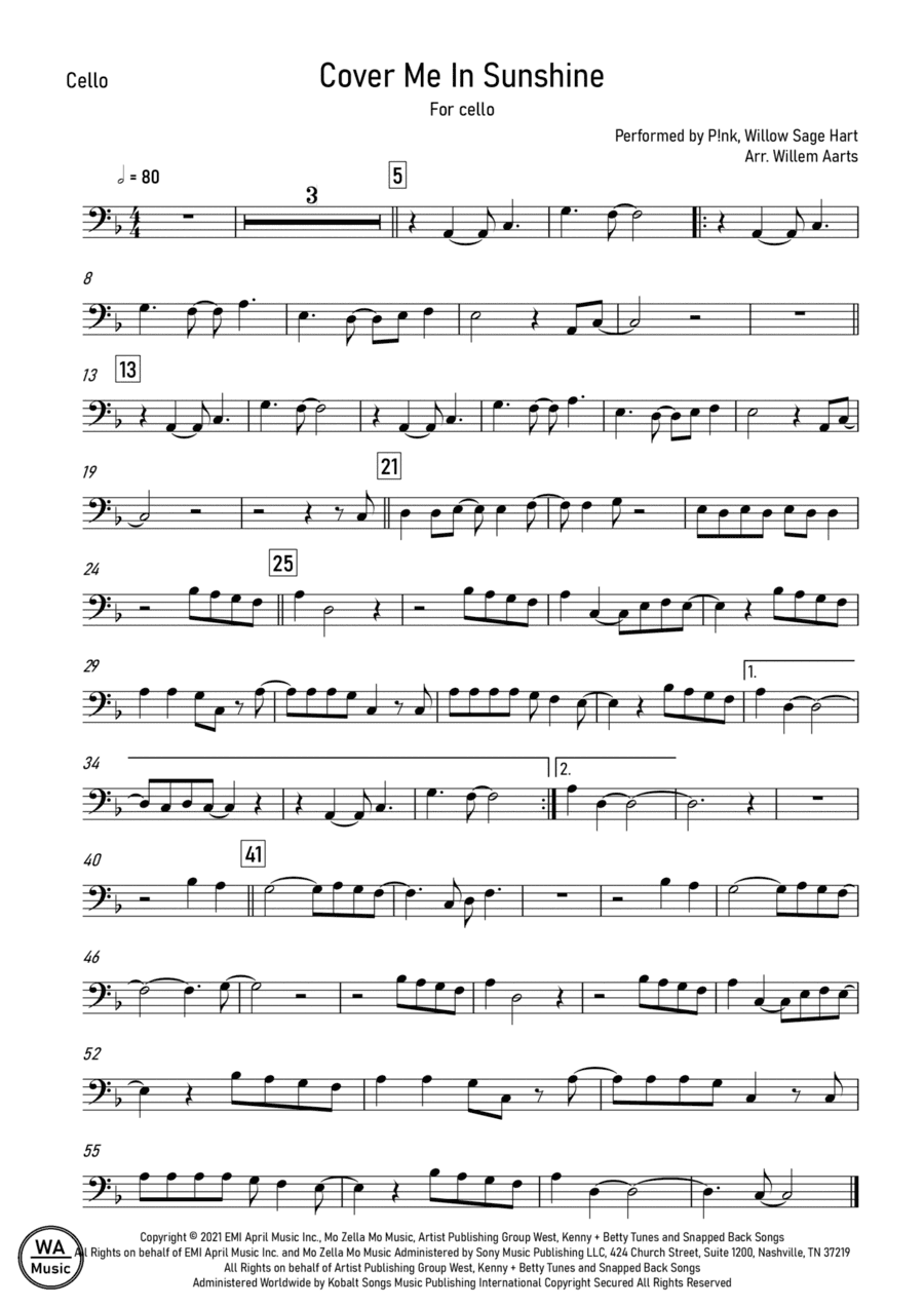 Cover Me In Sunshine (arr. Willem Aarts)