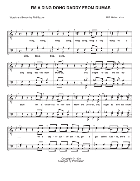 I'm A Ding Dong Daddy (from Dumas) (arr. Walter Latzko)