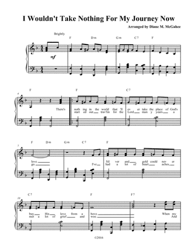 I Wouldn't Take Nothing For My Journey Now (arr. Diane M. McGahee)