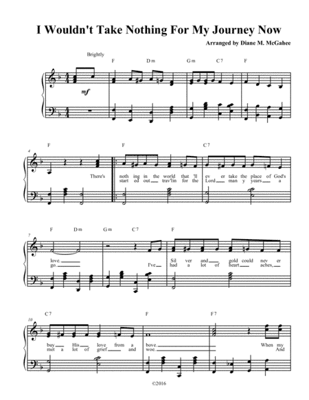 I Wouldn't Take Nothing For My Journey Now (arr. Diane M. McGahee)