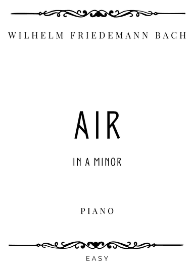 W.F. Bach - Air in A minor - Easy (arr. Piacere Music Sheets)