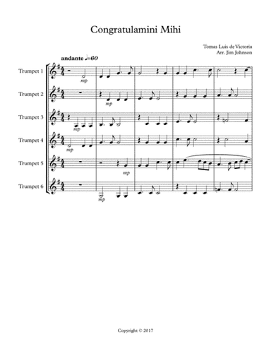 Congratulamini Mihi for Trumpet Ensemble (arr. Jim Johnson)