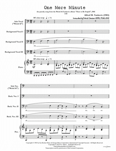 One More Minute (arr. Patrick Sheehan)