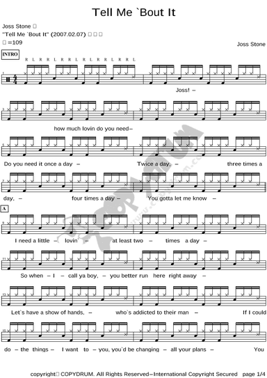 Tell Me 'bout It (arr. COPYDRUM)