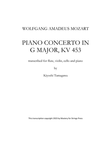 Piano Concerto in G major, K. 453 (arr. Kiyoshi Tamagawa)