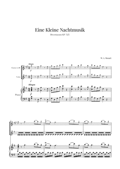Eine Kleine Nachtmusik for Clarinet, Violin and Piano (arr. Cadenza Editions)