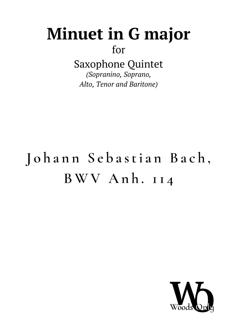 Minuet in G major by Bach for Saxophone Choir Quintet (arr. Ander)