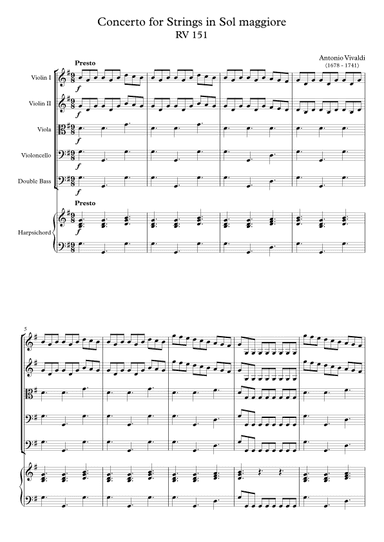 Concerto for Strings in Sol maggiore RV 151